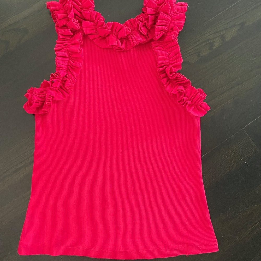 XS Anthropologie Red Ruffle Tank top